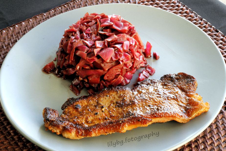 Braised Purple Cabbage & Pan Seared NY Strip&nbsp;Steak