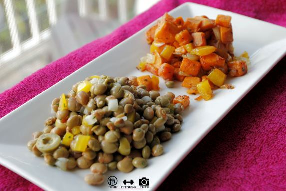 Sweet potato hash and pigeon peas salad